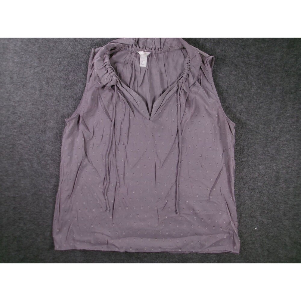HM Blouse Womens L Lavender Swiss Dot Sleeveless V Neck Lightweight Top Capsule